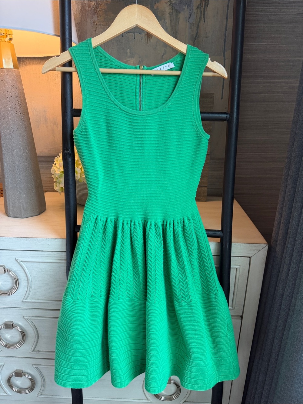 Sandro Emerald Ribbed Knit Dress